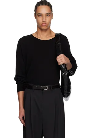 LEMAIRE Black Long Sleeve Fine Cotton Sweater