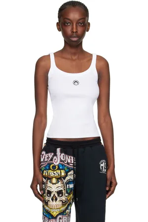 Marine Serre White Embroidered Tank Top