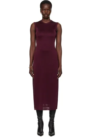 Salvatore Ferragamo Burgundy Lurex Maxi Dress