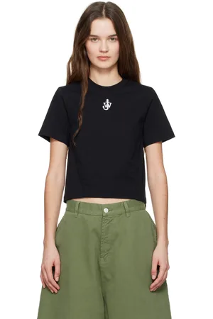 J.W.Anderson Black Anchor Logo Cropped Panelled T-shirt