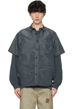 SACAI Blue Nylon Twill Shirt