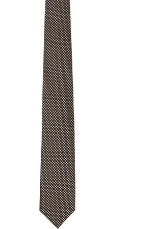 Tom Ford Beige & Gray Polka Dot Tie
