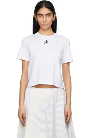 J.W.Anderson White Anchor Logo Cropped Panelled T-shirt