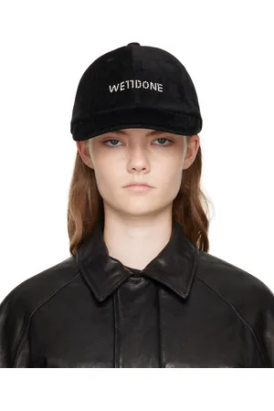 We11 Done Black Velvet-Denim Cap