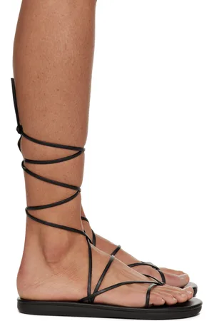Ancient Greek Sandals Black String Sandals