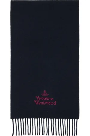 Vivienne Westwood Navy Embroidered Scarf