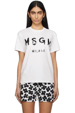 Msgm White Cotton Logo T-shirt