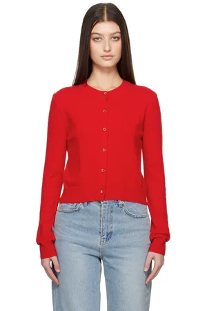 DUNST Red Essential Crewneck Knit Cardigan