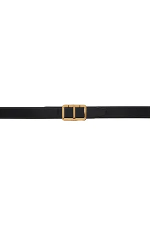 Tom Ford Black Shiny Printed Goat Scored T Belt