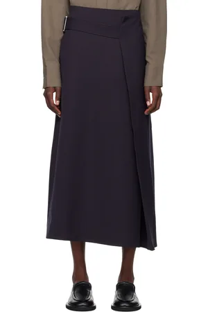 STUDIO NICHOLSON Navy Bassi Midi Skirt