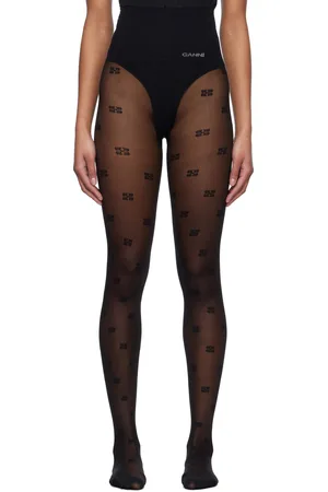 Ganni Black Butterfly Lace Tights