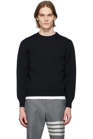 Thom Browne Navy Merino Milano Stitch Sweater