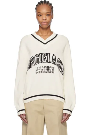 Maison Margiela Off-White & Black Varsity Jacquard Sweater