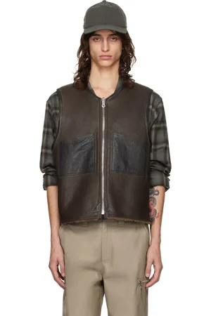 OUR LEGACY Brown Patch Pocket Reversible Shearling Vest