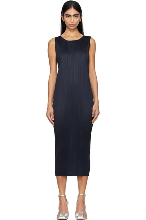 PLEATS PLEASE ISSEY MIYAKE Navy New Colorful Basics 4 Maxi Dress