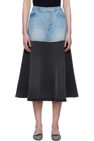 SEA Blue & Black Elle Denim Midi Skirt