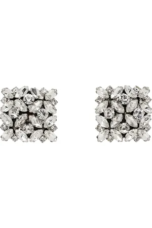 Vetements Silver Fancy Button Clip Earrings