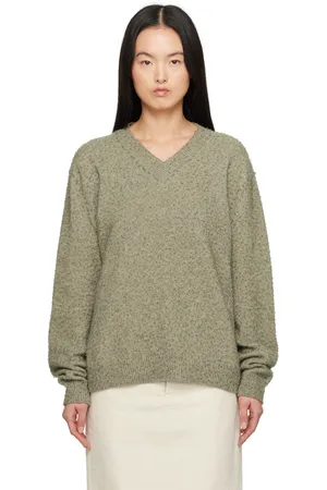Maison Margiela Green Pilling V-Neck Sweater