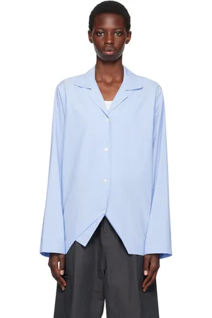 LE 17 SEPTEMBRE Blue Open Spread Collar Shirt
