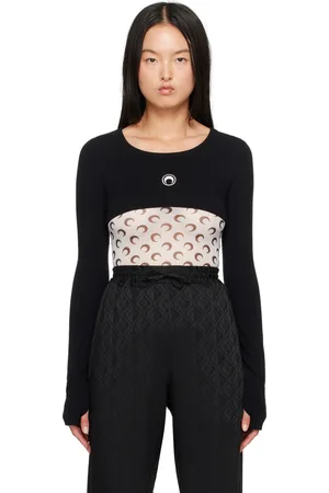 Marine Serre Black Mono Logo Cropped Sweater