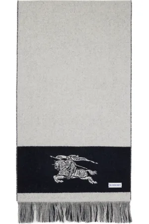 Burberry Gray EKD Logo Wool Scarf