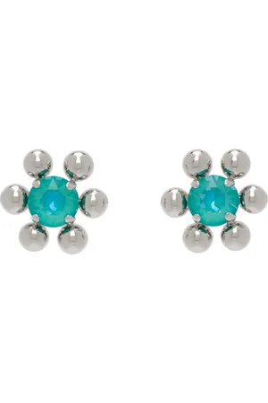 Justine Clenquet SSENSE Exclusive Silver & Blue Sadie Earrings