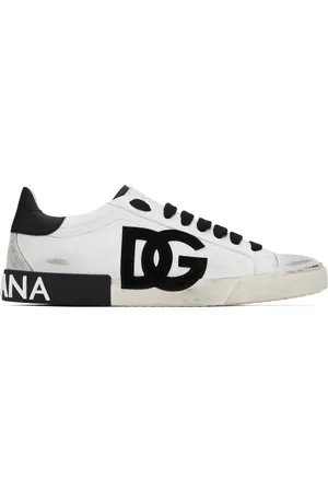 Dolce & Gabbana Off-White & Black Portofino Vintage Sneakers