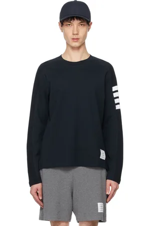Thom Browne Navy 4-Bar Stripe Long Sleeve T-Shirt