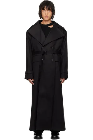 LGN LOUIS GABRIEL NOUCHI Black Double-Breasted Trench Coat