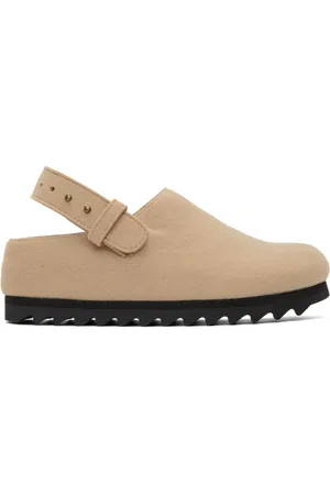 Lauren Manoogian Beige Felt Buckle Mules