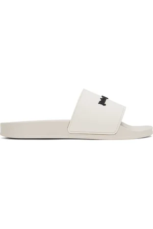 Palm Angels Beige Logo Pool Slides