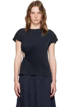 Kenzo Navy Paris Sun-Ray Pleats T-Shirt