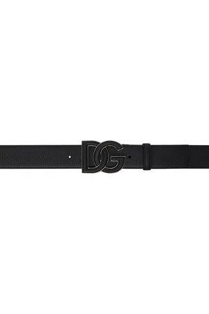 Dolce & Gabbana Black Deerskin-Print Belt
