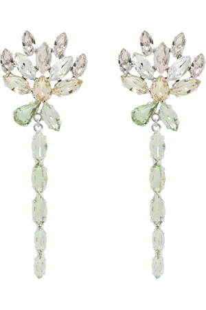 Simone Rocha Pink & Green Crystal Carnation Drip Earrings