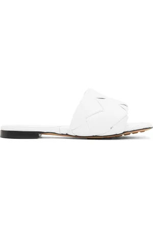 Bottega Veneta White Intrecciato Lido Flat Sandals