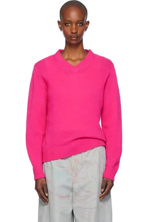 THE ELDER STATESMAN Pink Monterey V-Neck Sweater