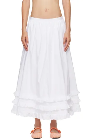 Molly Goddard White Olive Midi Skirt