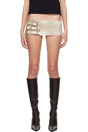 Mowalola SSENSE Exclusive White Belt Denim Miniskirt