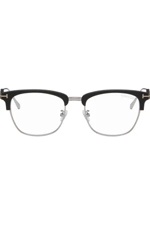 Tom Ford Black & Silver Blue Block Browline Glasses