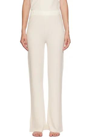 HUGO BOSS Off-White Embroidered-Logo Pyjama Pants