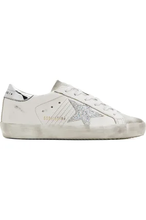 Golden Goose White & Silver Super-Star Sneakers