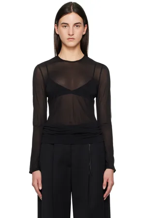 Simone Rocha Black Sheer Fitted Ballet Mesh T-shirt