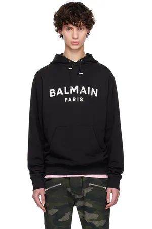 Balmain Black Printed Logo Hoodie