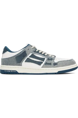 AMIRI White & Blue Vintage Denim Skel Top Low Sneakers