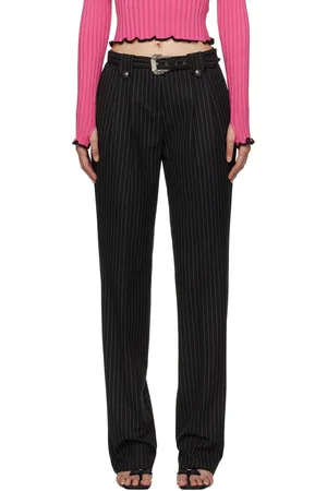 VERSACE Black Pinstripe Trousers
