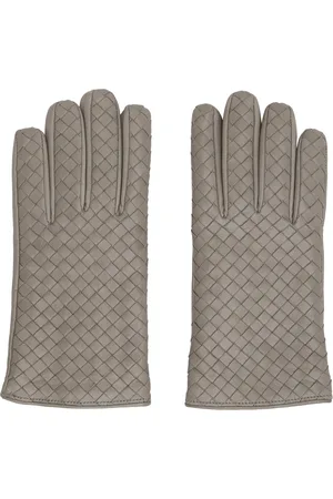 Bottega Veneta Gray Intrecciato Leather Gloves