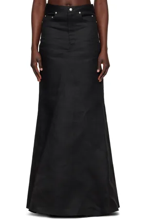 Rick Owens Black Hollywood Long Godet Maxi Skirt