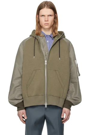 SACAI Taupe Sponge Sweat x Nylon Twill Hoodie