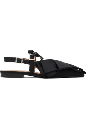 Ganni Black Big Bow Slingback Flats