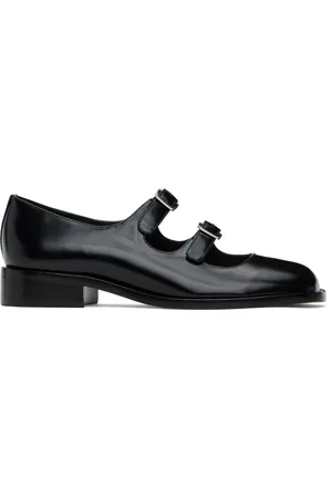 SANDY LIANG Black Double Strap Ballerina Flats